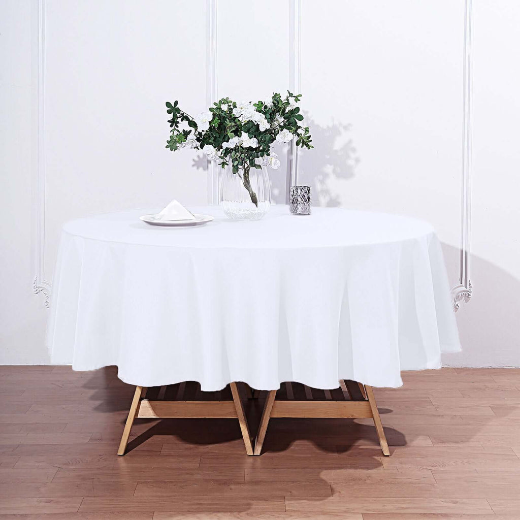 Polyester 90" Round Tablecloth White - Stain and Wrinkle-Resistant Table Cover for Party & Gatherings
