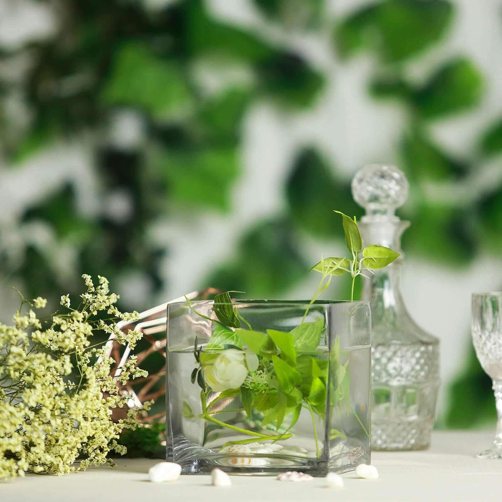 6-Pack Glass Flower Vases Heavy Duty Clear - Premium Table Centerpieces for Weddings 6"