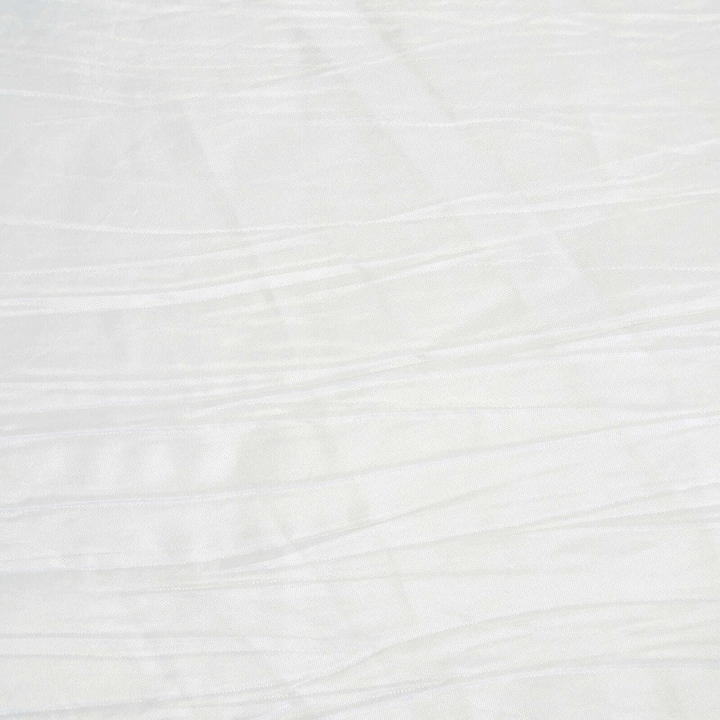 Taffeta 120" Round Tablecloth White - Seamless Accordion Crinkle Design for Stylish Occasions