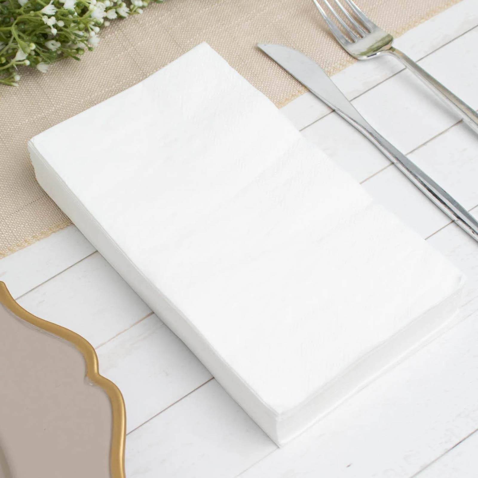 50-Pack Paper Napkins White - Soft Disposable 2-Ply Dinner Napkins for Weddings