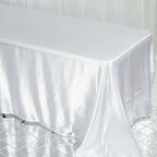 Satin Rectangular 90"x132" Tablecloth White - Seamless Stylish Table Cover for Weddings and Parties