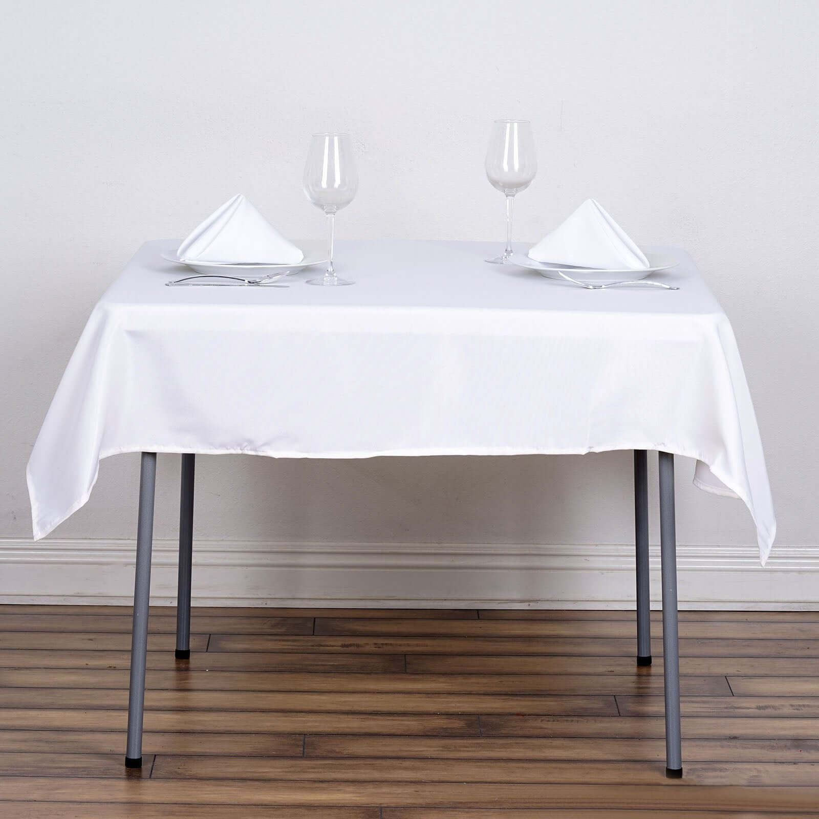 Polyester Square 54"x54" Tablecloth White - Wrinkle-Resistant & Durable Table Cover for Events