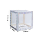2 Pack 12" Iridescent Clear Baby Shower Party Decoration Boxes, Transparent DIY Balloon Boxes