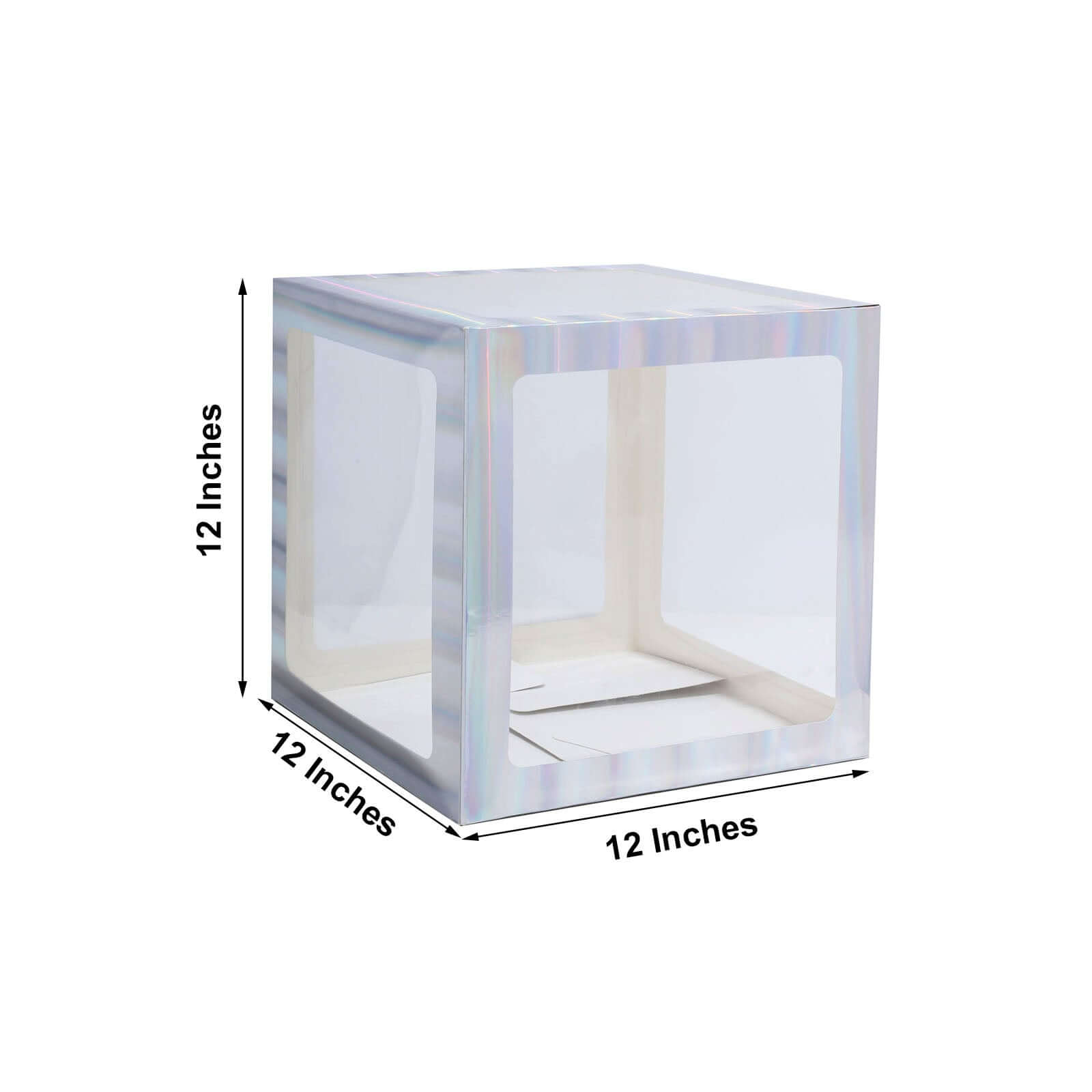 2 Pack 12" Iridescent Clear Baby Shower Party Decoration Boxes, Transparent DIY Balloon Boxes