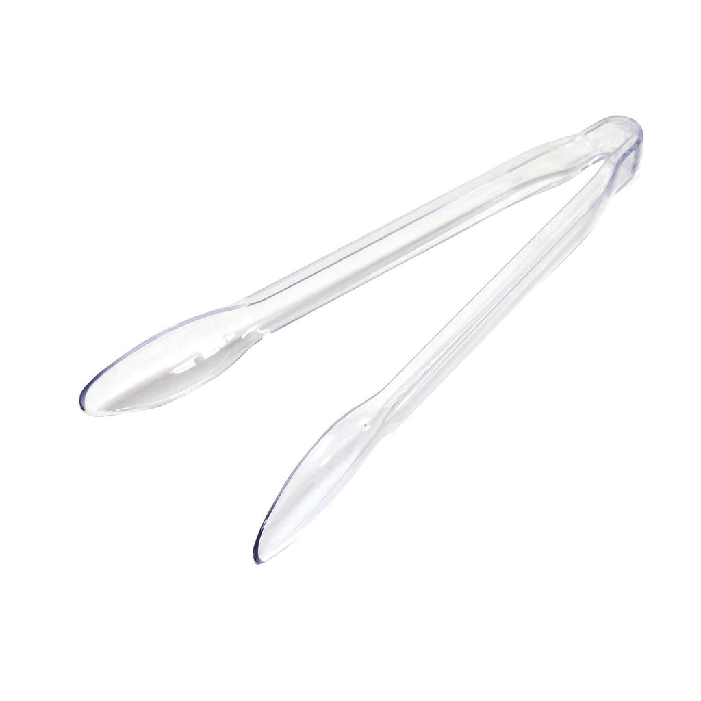 3-Pack Plastic Serving Tongs Clear - Durable Disposable Food Service Tongs for Salad Bars Dessert Tables Buffets 12"