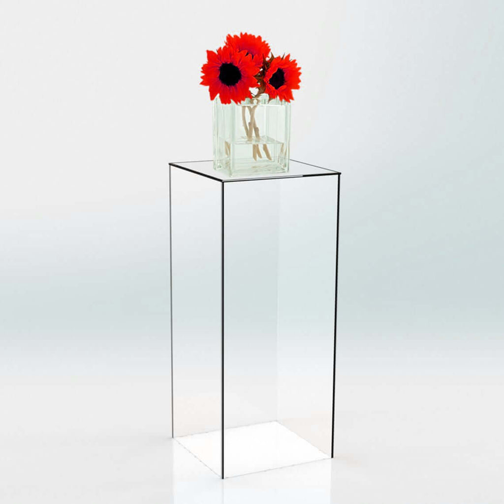 24" Clear Acrylic Display Box, Transparent Pedestal Riser with Interchangeable Lid and Base