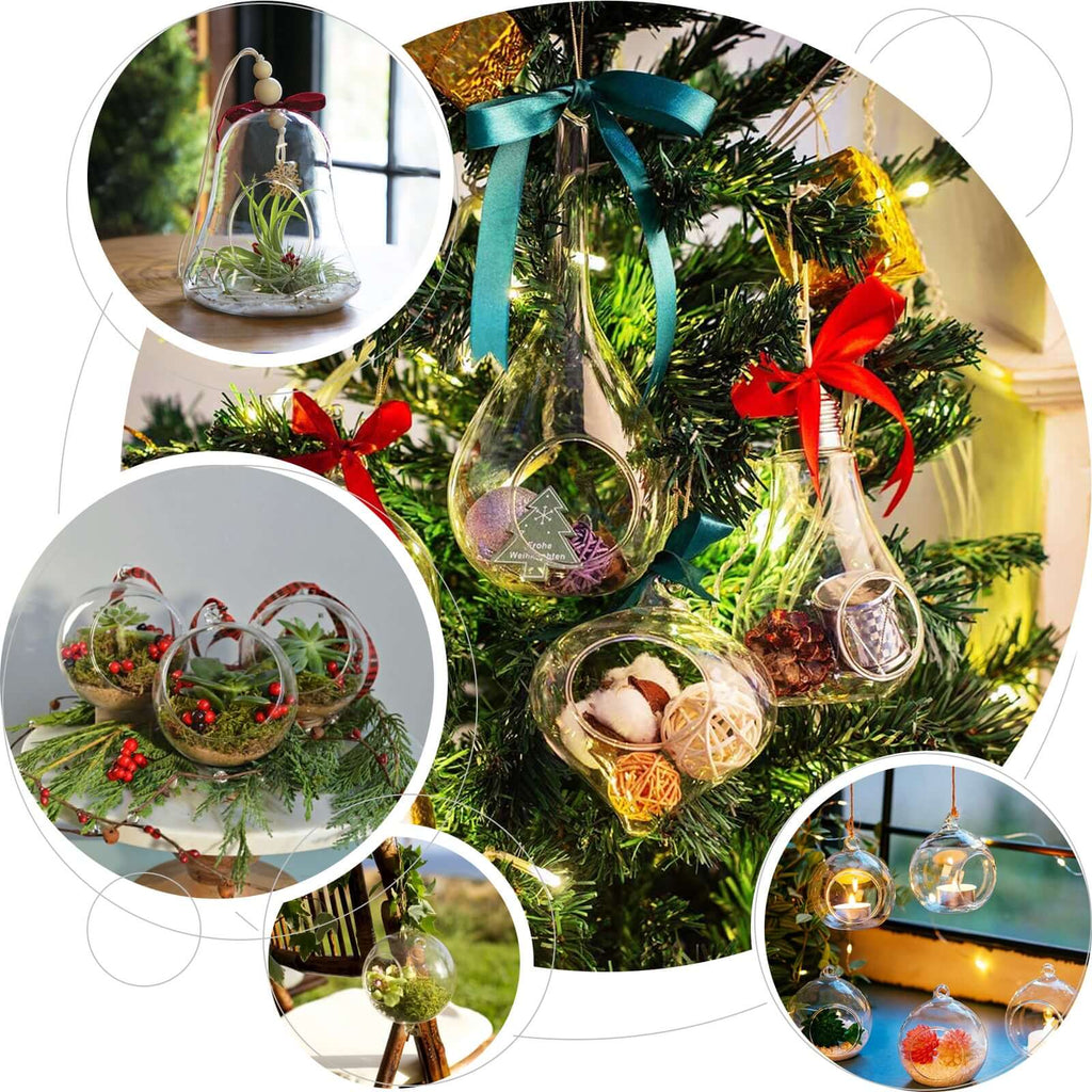 Glass Terrarium Hanging Bell Shaped Design with Twine Rope - Unique Free-Falling Planter for Air Plants & Displays 9"