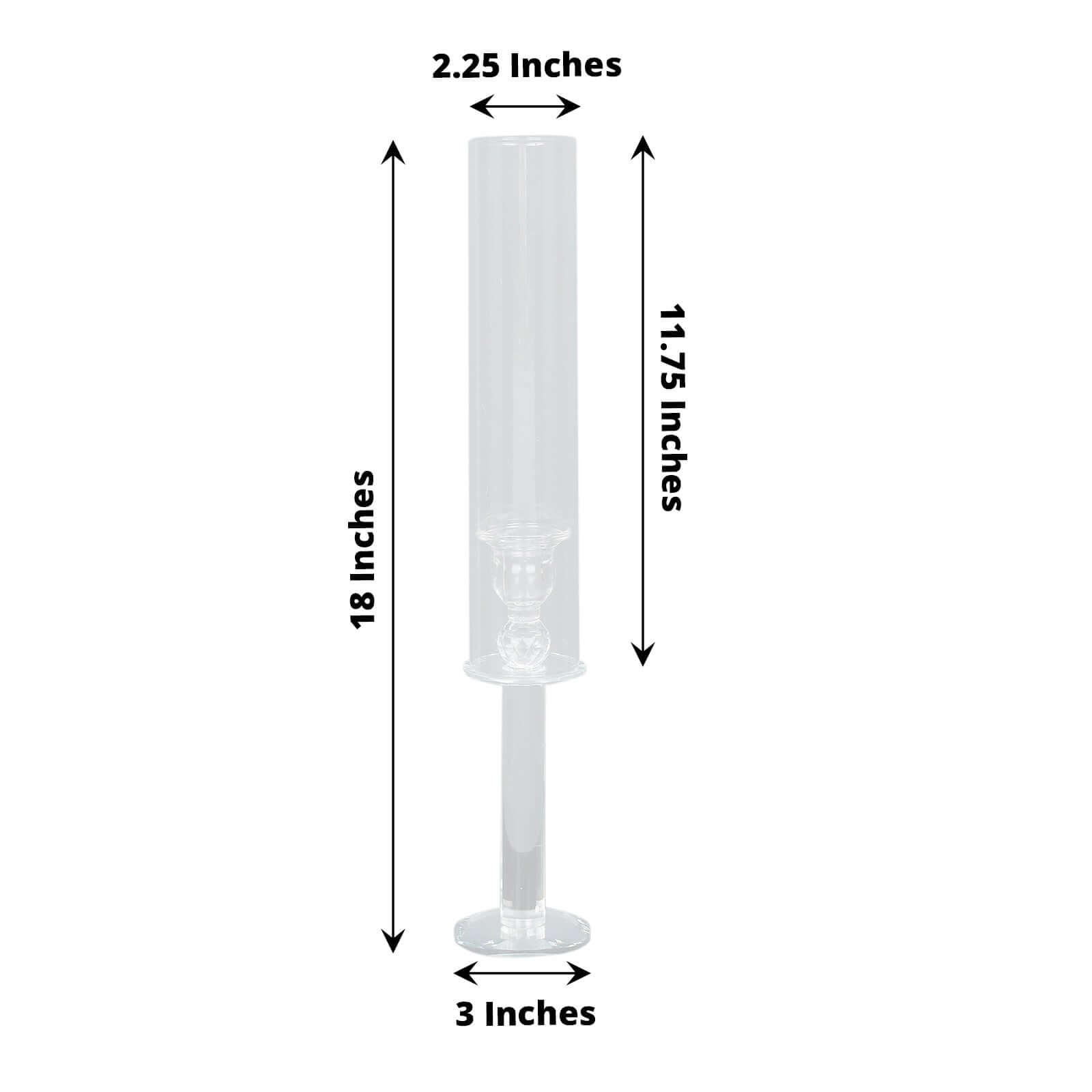 2-Pack Crystal Glass Hurricane Taper Candle Holders, Tall Decorative Candle Stands Clear Cylinder Chimney Tubes 18"