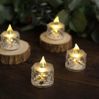 12-Pack LED Flameless Lighting Diamond Style Warm White - Battery Operated Tealight Candles 2"