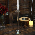 2-Pack Crystal Glass Hurricane Taper Candle Holders, Tall Decorative Candle Stands Clear Cylinder Chimney Tubes 26"