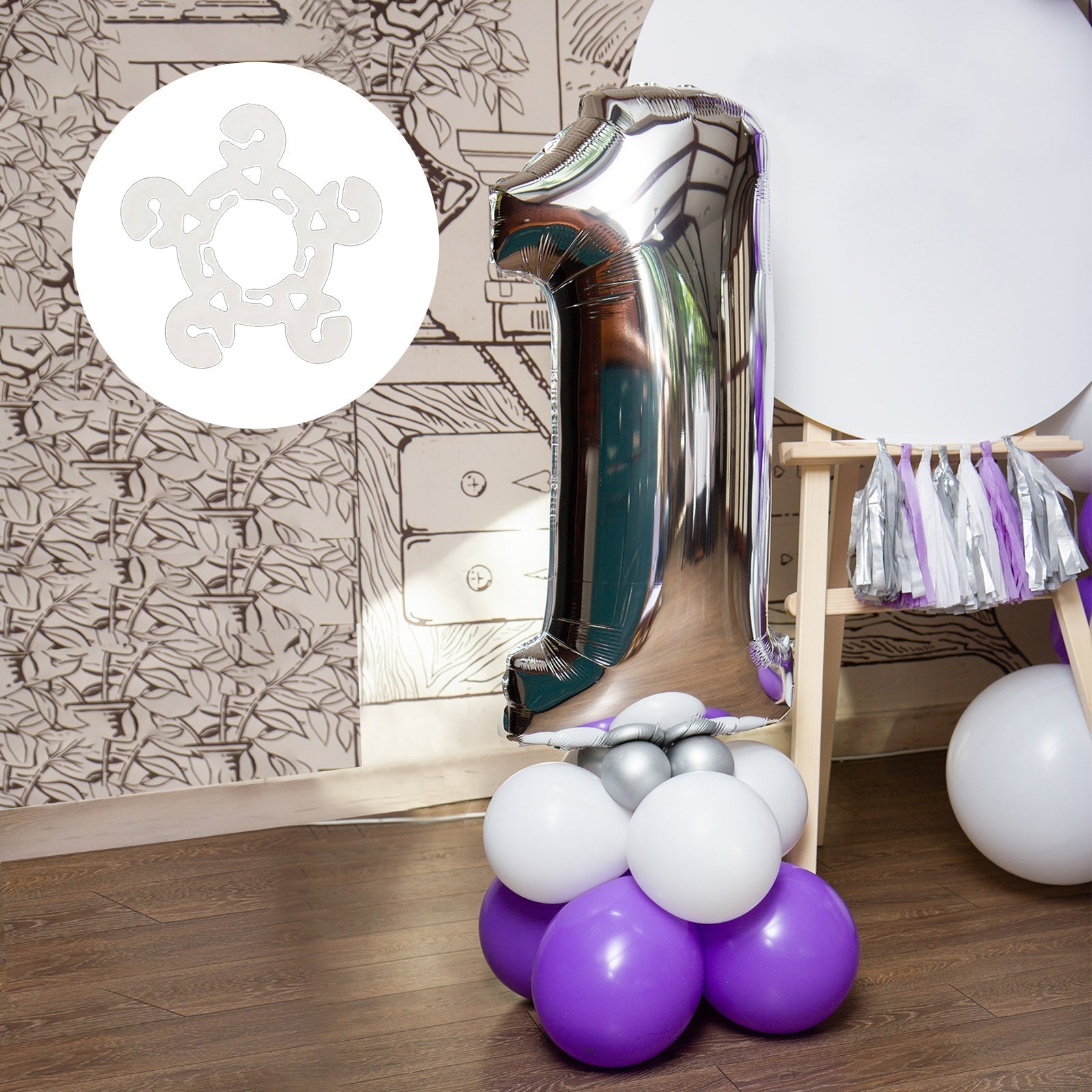 Clear Flower - Shaped Balloon Clip Connectors â€“ 100 Pcs Plastic Clips for Balloon Arch, Garland & Party Decoration Supplies - Bell Racket Store