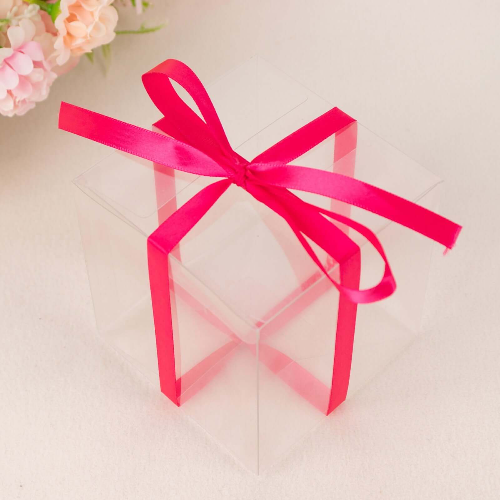 100 Yards 3/8" Fuchsia Single Face Decorative Satin Ribbon