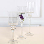 Set of 3 Glass Cylinder Vases Long Stem Clear - Decorative Candle Holder Floral Centerpieces 12", 14", 16"
