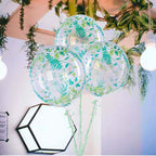 2 Pack 20" Clear Green Leaf Print Bobo Bubble Balloons, Transparent PVC Balloons