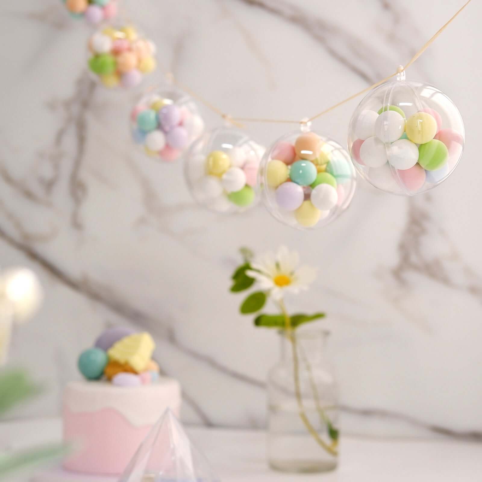 12-Pack Fillable Ornament Ball Candy Container Clear - Unique Transparent Candy Treat Favor Containers 3"