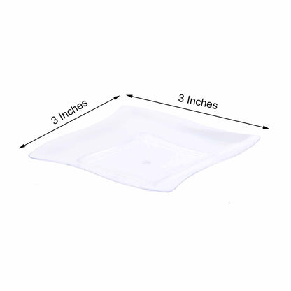 24-Pack Appetizer Plates Mini Wavy Rim Design Clear - Plastic Disposable Plates for Snacks and Parties 3"