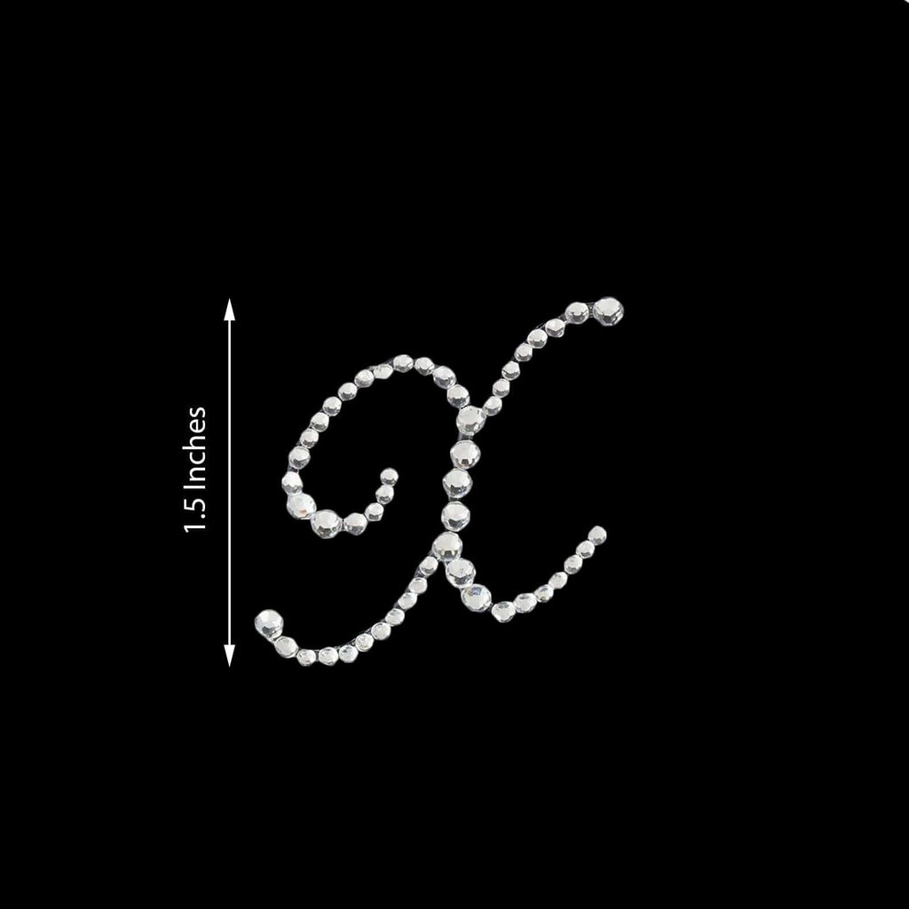 12 Pack 1.5" Clear Rhinestone Monogram Letter Jewel Sticker Self Adhesive DIY Diamond Decor - X