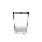 25-Pack Plastic Tumbler Cups Clear with Silver Rim - Stylish Disposable Party Glasses 10oz