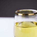 12-Pack Plastic Wine Tumblers Clear with Gold Rim - Reusable Drinkware 12oz
