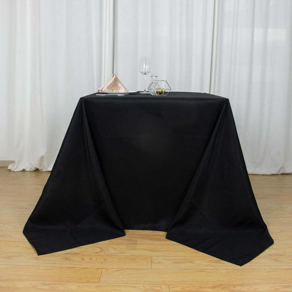 Premium Polyester Square Tablecloth 90"x90" Black 220GSM Wrinkle-Resistant Table Cover