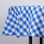 Polyester 90" Round Tablecloth White/Blue - Checkered Buffalo Plaid Table Cover