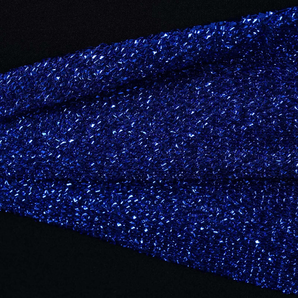5 Pack Metallic Shimmer Tinsel Spandex Chair Sashes Royal Blue - Durable and Reusable Stretch Chair Bands