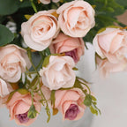 2 Pack 12" Blush Artificial Open Rose Flower Arrangements, Small Faux Floral Bouquets