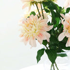 30" Tall Blush Cream Artificial Dahlia Silk Flower Stems, Faux Floral Spray