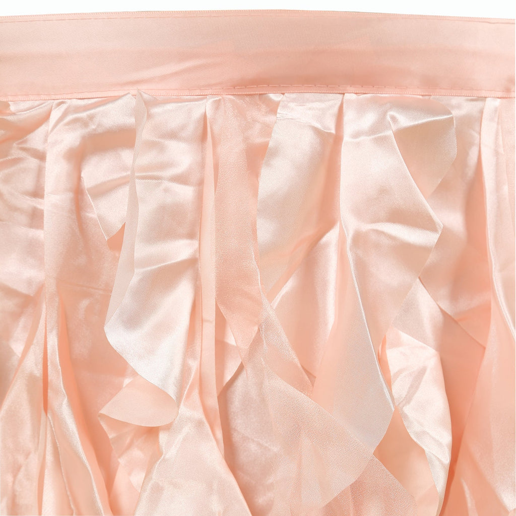 Taffeta 17ft Table Skirt Blush - Cascading Curly Willow Style Table Cover