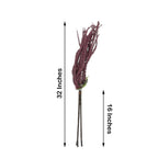 2 Pack Burgundy Artificial Amaranthus Flower Stem Spray and Ivy Leaves 32"