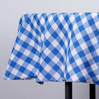 Polyester 70" Round Tablecloth White/Blue - Checkered Buffalo Plaid Table Cover