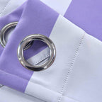 2 Pack White Lavender Lilac Cabana Stripe Thermal Blackout Curtains With Chrome Grommet Window Treatment Panels - 52"x96"