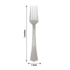25-Pack Plastic Forks Silver Heavy Duty with Fluted Handles - Durable Disposable Tableware 7"