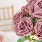 2 Bushes 18" Real Touch Dusty Rose Artificial Rose Flower Bouquet, Silk Long Stem Flower Arrangements