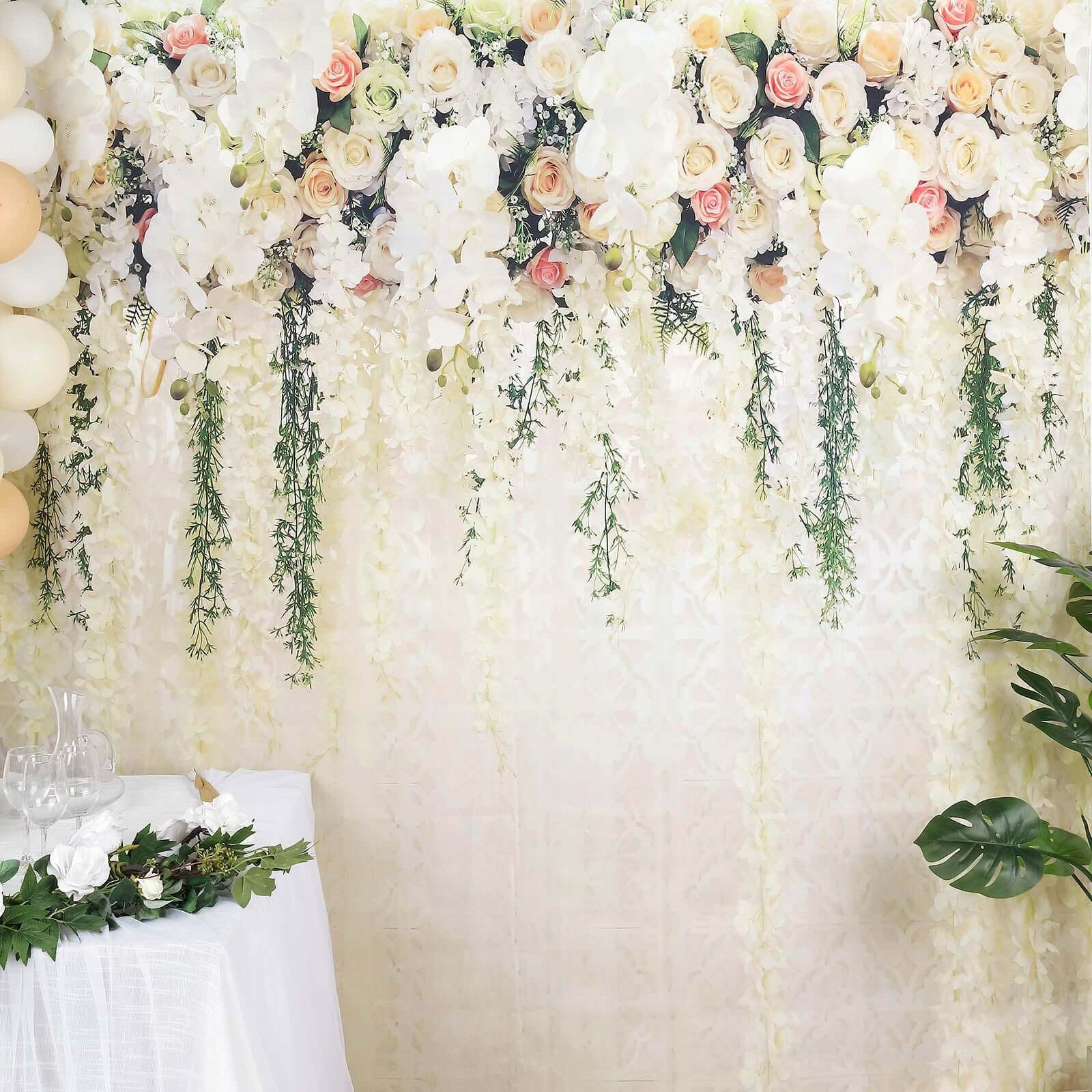 8ftx8ft White Rose and Flowers Floral Print Vinyl Photography Backdrop