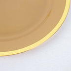10-Pack Plastic 7" Round Appetizer Plates in Gold - Sleek Disposable Salad Plates for Banquets & Special Occasions