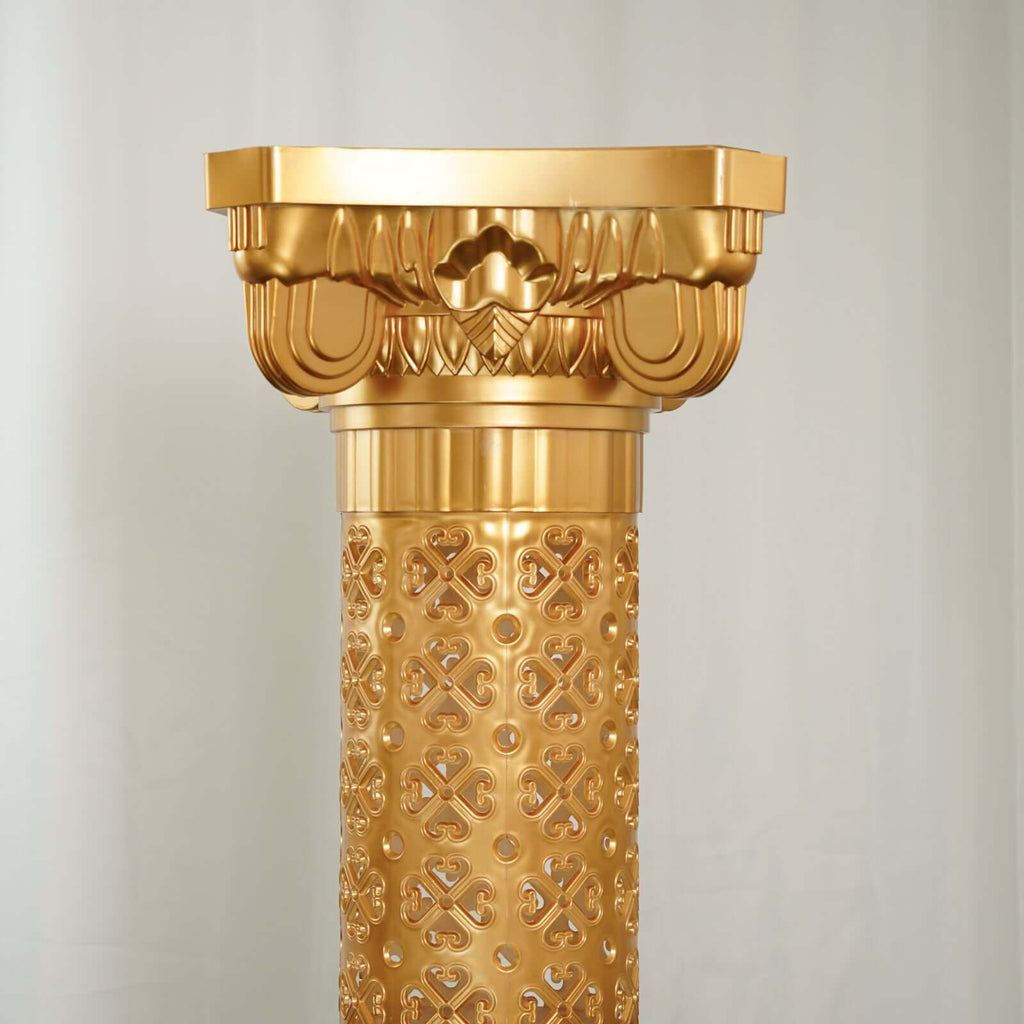 4 Pack Gold Crafted Venetian Inspired Pedestal Stand Plant Pillar - 40" Tall PVC