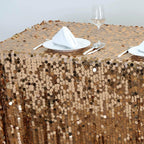 Sequin 90"x132" Rectangle Tablecloth Gold - Seamless Big Payette Design for Sophisticated Occasions