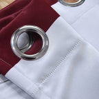 2 Pack White Burgundy Cabana Stripe Thermal Blackout Window Curtain Grommet Panels, Noise Canceling Curtains - 52"x108"