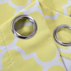 2 Pack White Yellow Lattice Room Darkening Blackout Curtain Panels With Grommet, Trellis Insulated Curtains 52"x96" - Clearance SALE