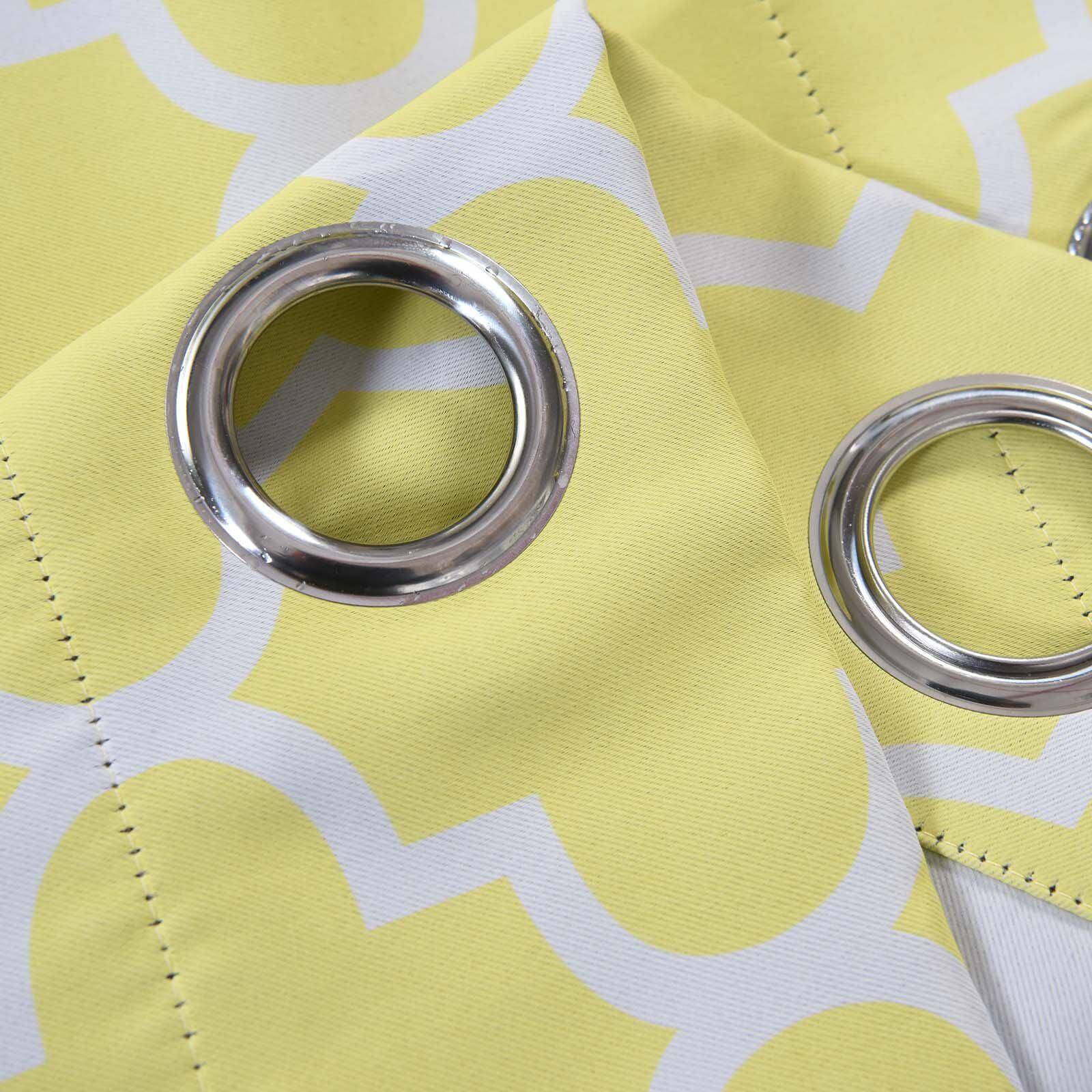 2 Pack White Yellow Lattice Room Darkening Blackout Curtain Panels With Grommet, Trellis Insulated Curtains 52"x96" - Clearance SALE