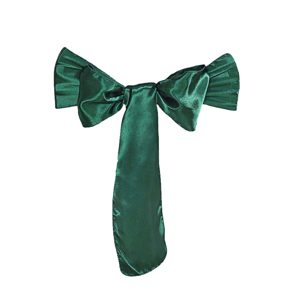 5 Pack Satin Chair Sashes Hunter Emerald Green - Durable Chair Bows with Shiny Finish 6"x106"