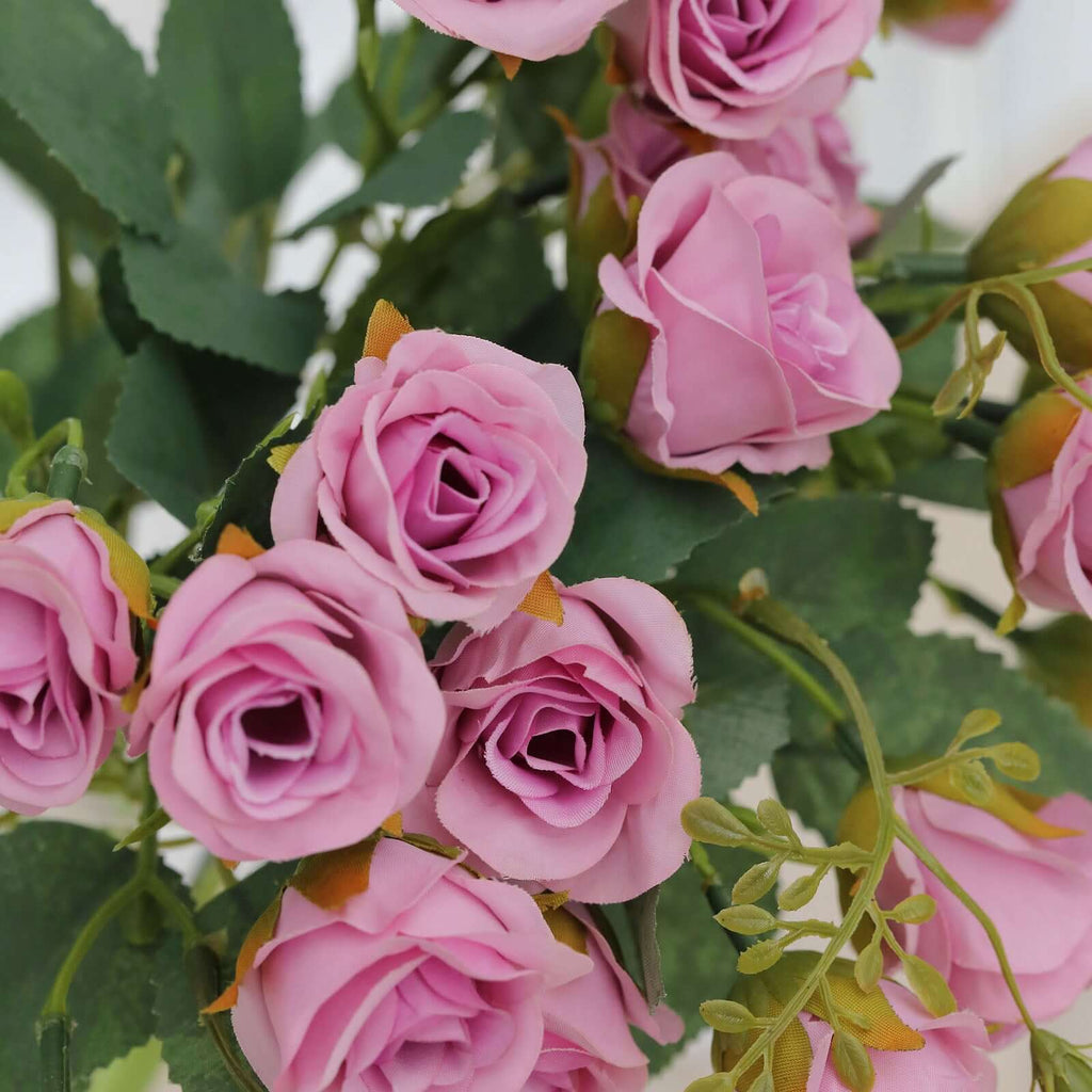 2 Pack 12" Lavender Lilac Artificial Open Rose Flower Arrangements, Small Faux Floral Bouquets