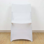 Stretch Spandex Chair Cover White for Lifetime Folding Chairs - Wrinkle Resistant Snug Fit Slipcover with Foot Pockets for Sophisticated Event Styling