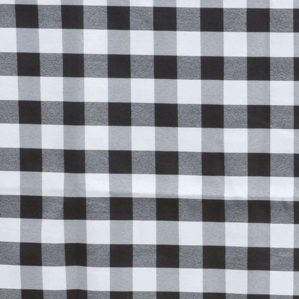 Polyester 90" Round Tablecloth White/Black - Checkered Buffalo Plaid Design for Casual Occasions