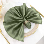 5 Pack Satin 20"x20" Napkins Dusty Sage Green - Luxurious Shine & Smooth Dinner Napkins