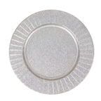 4-Pack Metal Round Charger Plates 13" in Silver with Galvanized Ruffled Rim, Contemporary Charger Tableware