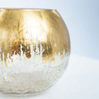 Glass Bud Vase Gold Foiled Crackle Bubble Bowl - Classy Floral Centerpiece for Weddings 4"