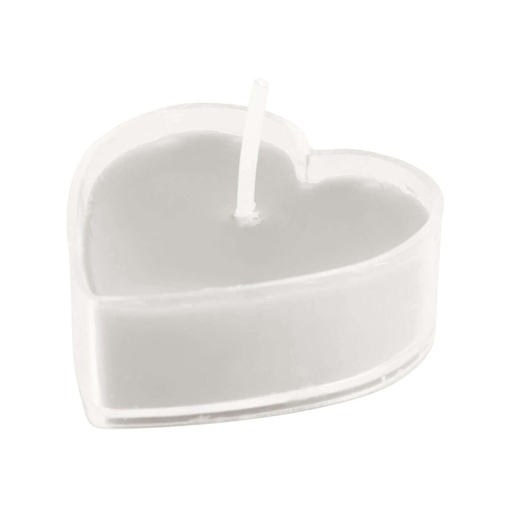 12-Pack Tealight Candles Heart Shaped Design White - Valentines Decor for Romantic Settings Mini