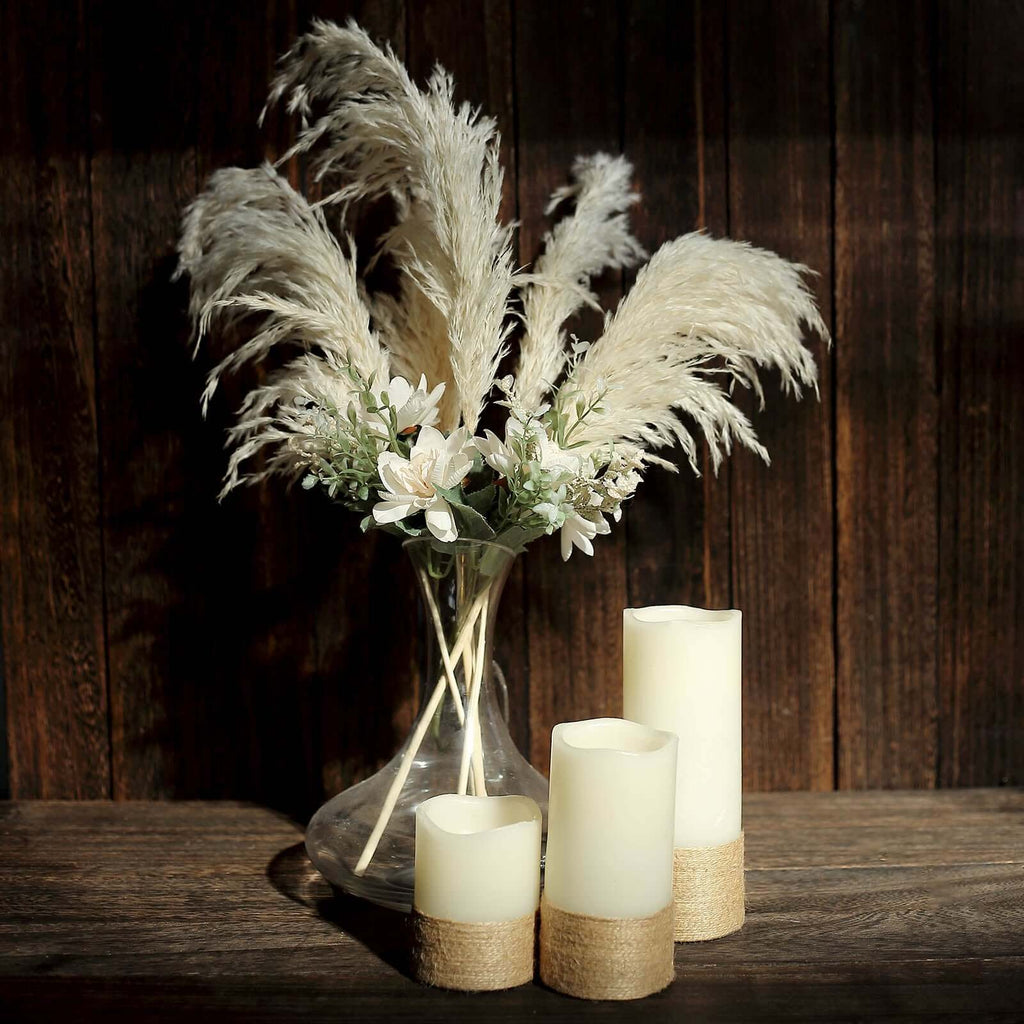 6 Stems Natural Dried Pampas Grass Decor Off White Tint - Versatile Plant Sprays for Boho Chic Vase Displays Backdrops & Event Styling 32"